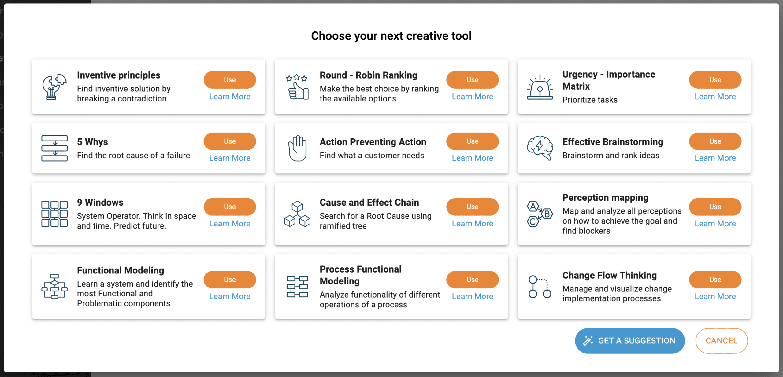 Creative tool selector | PRIZ Guru